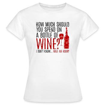 Combien devriez-vous dépenser pour une bouteille de vin? 2 - T-shirt Femme - blanc - Devant - AI Model Female 172 dark (172cm)