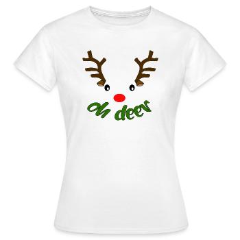 Renne de Noël disant"oh malheur » « oh cerf (dier) » - T-shirt Femme - blanc - Devant - AI Model Female 172 dark (172cm)