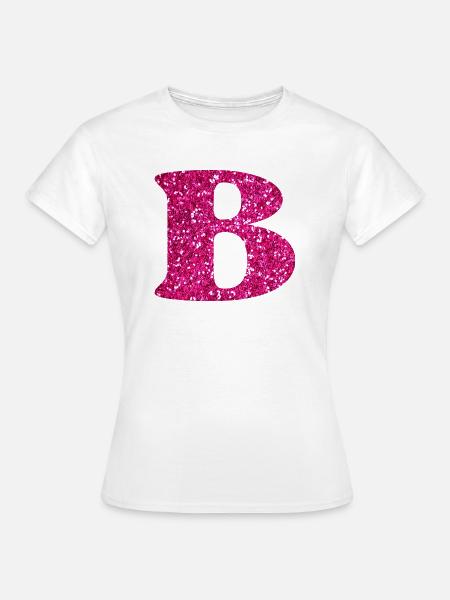 Buchstabe b rosa Glitzer - Frauen T-Shirt - Weiß