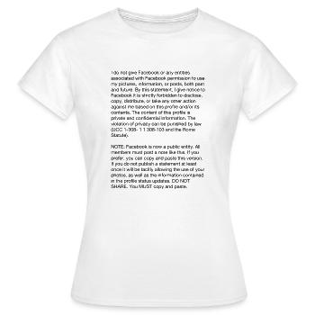 Facebook legal meme text - Frauen T-Shirt - Weiß - Vorne - AI Model Female 172 dark (172cm)