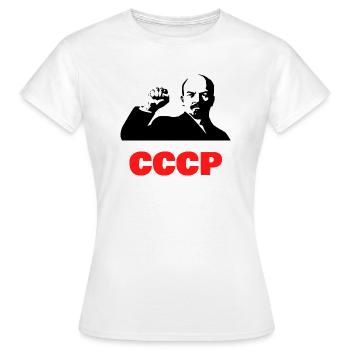 СССР Lenin UdSSR Kommunistische Partei - Frauen T-Shirt - Weiß - Vorne - AI Model Female 172 dark (172cm)