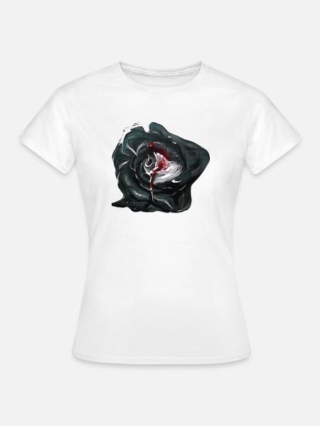 Schwarze Rose - Frauen T-Shirt - Weiß