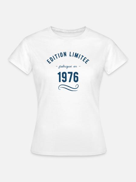 1976, année de naissance, cadeau d'anniversaire - Dame-T-shirt - hvid