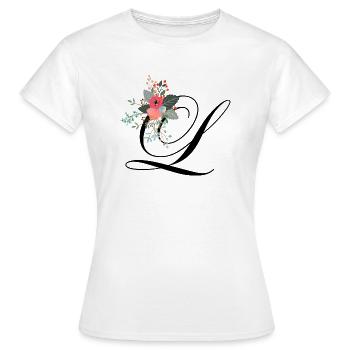 Lettre l fleuris - T-shirt Femme - blanc - Devant - AI Model Female 172 dark (172cm)