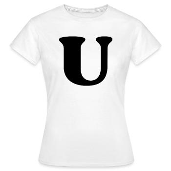 Buchstabe u - Frauen T-Shirt - Weiß - Vorne - AI Model Female 172 dark (172cm)