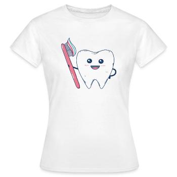 Drôle de se brosser les dents avec une brosse à dents - T-shirt Femme - blanc - Devant - AI Model Female 172 dark (172cm)