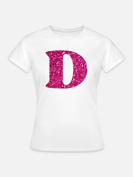 Glitzer rosa Buchstabe d - Frauen T-Shirt - Weiß