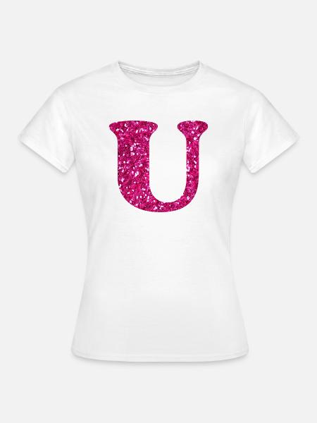 Glitzer rosa u Buchstabe - Frauen T-Shirt - Weiß