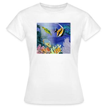 Sous l’eau Image 01 - T-shirt Femme - blanc - Devant - AI Model Female 172 dark (172cm)