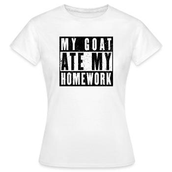 Ma chèvre a mangé mes devoirs - T-shirt Femme - blanc - Devant - AI Model Female 172 dark (172cm)