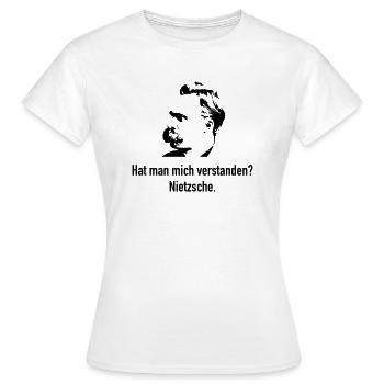 Nietzsche: Hat man mich verstanden? - Frauen T-Shirt - Weiß - Vorne - AI Model Female 172 dark (172cm)