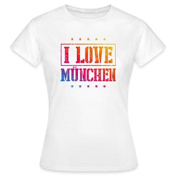 I Love München - Frauen T-Shirt - Weiß - Vorne - AI Model Female 172 dark (172cm)