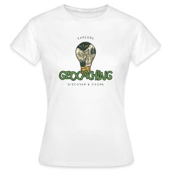 Explore, Discover & Cache Geocaching - Women's T-Shirt - white - Front - AI Model Female 172 dark (172cm)