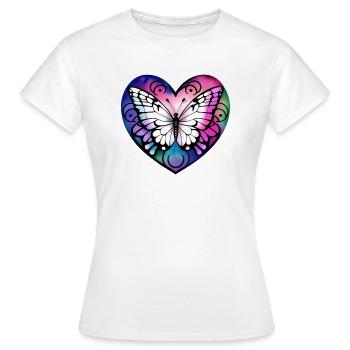Butterfly in the heart - Women's T-Shirt - white - Front - AI Model Female 172 dark (172cm)