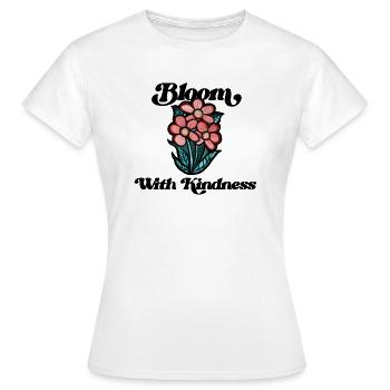 Erblühen mit Freundlichkeit - Frauen T-Shirt - Weiß - Vorne - AI Model Female 172 dark (172cm)