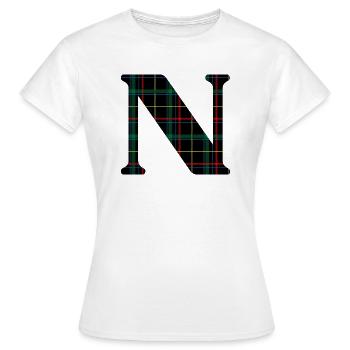 Monogram n Scottish tartan - Women's T-Shirt - white - Front - AI Model Female 172 dark (172cm)