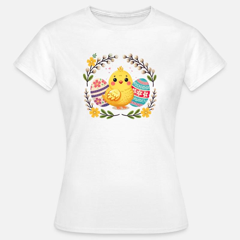 Cute Easter chicklet and eggs - Women's T-Shirt - white