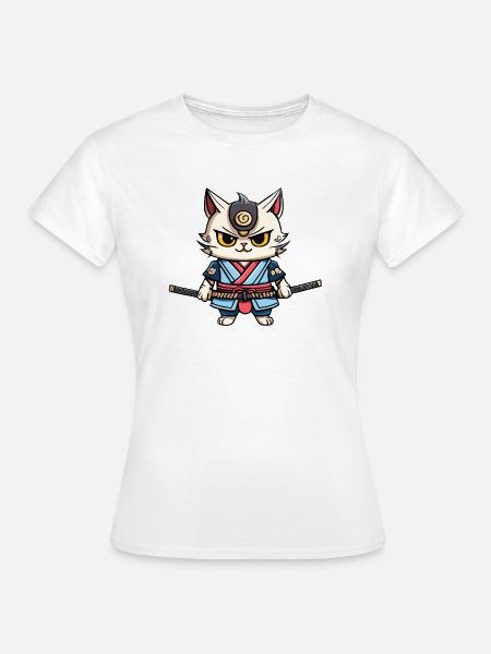 Samurai-Katze #38 - Frauen T-Shirt - Weiß