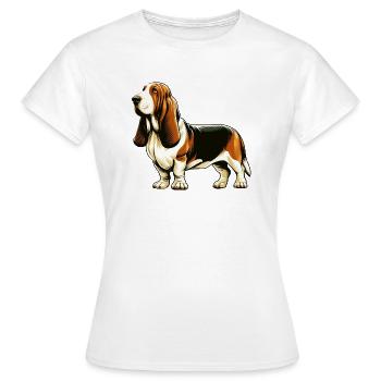 Basset Hound - Women's T-Shirt - white - Front - AI Model Female 172 dark (172cm)