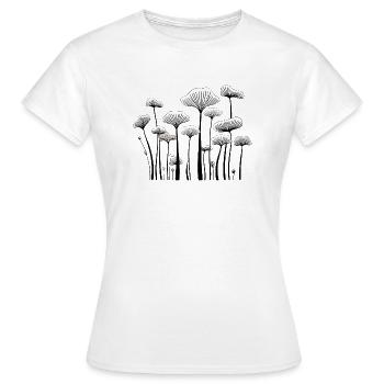 Champignons au trait - T-shirt Femme - blanc - Devant - AI Model Female 172 dark (172cm)