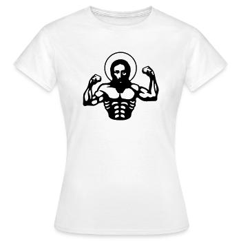 Muscle Jesus - T-shirt Femme - blanc - Devant - AI Model Female 172 dark (172cm)