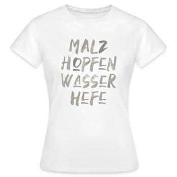 Malz Hopfen Wasser Hefe Bier trinken Schrift - Frauen T-Shirt - Weiß - Vorne - AI Model Female 172 dark (172cm)