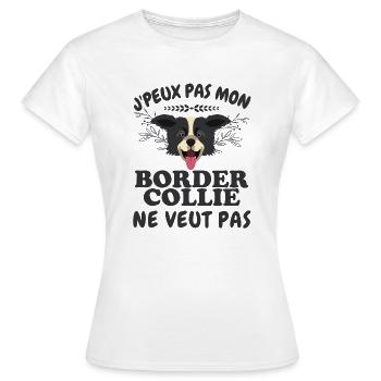 Mon border collie ne veut pas - T-shirt Femme - blanc - Devant - AI Model Female 172 dark (172cm)