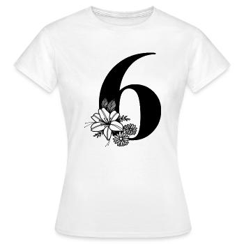 Zahl 6 - Frauen T-Shirt - Weiß - Vorne - AI Model Female 172 dark (172cm)
