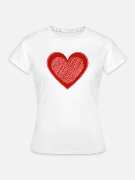 Herz gezeichnet - Frauen T-Shirt - Weiß