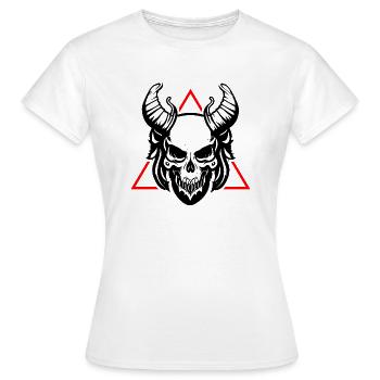 Crâne démoniaque avec cornes - T-shirt Femme - blanc - Devant - AI Model Female 172 dark (172cm)