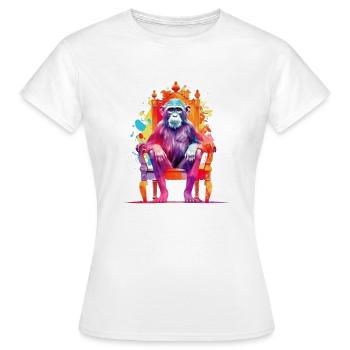 Affenkönig - Affe auf Thron - Farbenspiel - Frauen T-Shirt - Weiß - Vorne - AI Model Female 172 dark (172cm)