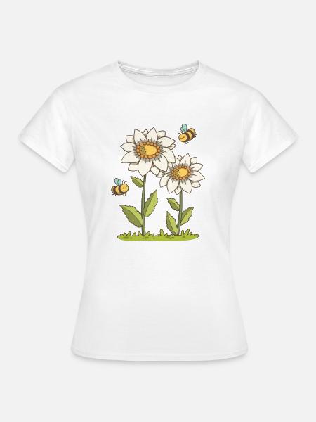 Bienen und Blüten - Frauen T-Shirt - Weiß