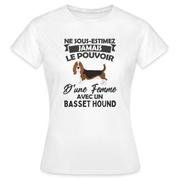 Chien de race basset hound - T-shirt Femme - blanc - Devant - AI Model Female 172 dark (172cm)