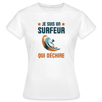 Je suis un surfeur qui déchire 1 - T-shirt Femme - blanc - Devant - AI Model Female 172 dark (172cm)