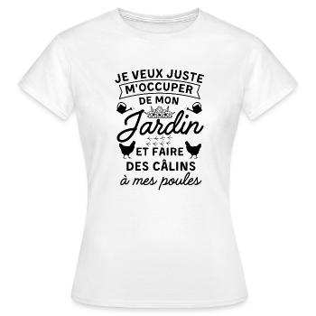 jardin et faire des câlins à mes poules - T-shirt Femme - blanc - Devant - AI Model Female 172 dark (172cm)