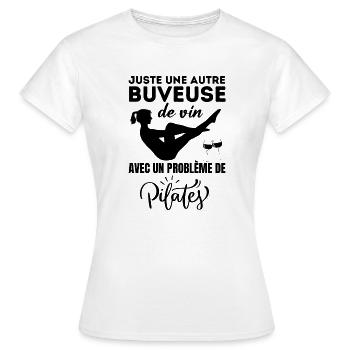 Humour buveuse de vin et pilates - T-shirt Femme - blanc - Devant - AI Model Female 172 dark (172cm)
