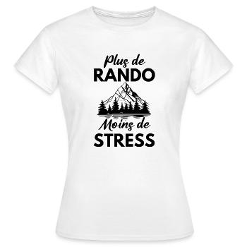 Plus de rando moins de stress - T-shirt Femme - blanc - Devant - AI Model Female 172 dark (172cm)