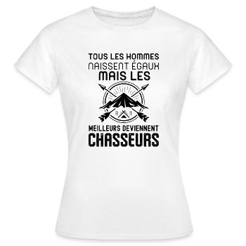 Les meilleurs hommes deviennent chasseurs - T-shirt Femme - blanc - Devant - AI Model Female 172 dark (172cm)
