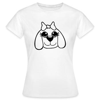 Dog Face Girl Cute Bow Female Woman - Women's T-Shirt - white - Front - AI Model Female 172 dark (172cm)
