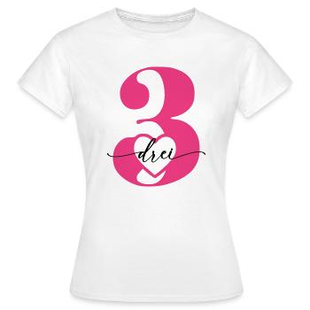 Ziffer Drei 3 mit Herz - Frauen T-Shirt - Weiß - Vorne - AI Model Female 172 dark (172cm)