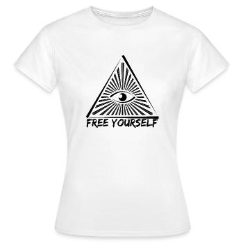 Anti Illuminati Verschwörung Freimaurer NWO - Frauen T-Shirt - Weiß - Vorne - AI Model Female 172 dark (172cm)
