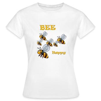 Bee Happy - Frauen T-Shirt - Weiß - Vorne - AI Model Female 172 dark (172cm)