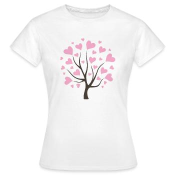 Liebesbaum mit rosa Herzen - Frauen T-Shirt - Weiß - Vorne - AI Model Female 172 dark (172cm)