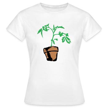 Flower pot in cartoon style - Women's T-Shirt - white - Front - AI Model Female 172 dark (172cm)