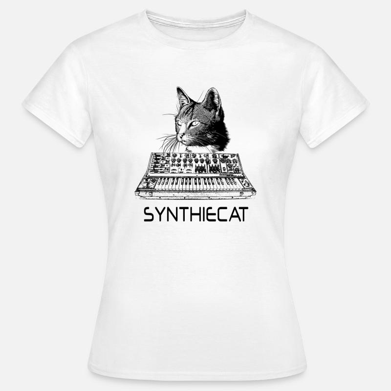 Synthiecat cat with synthesizer - Women's T-Shirt - white