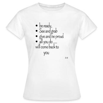 Soyez prêt... - T-shirt Femme - blanc - Devant - AI Model Female 172 dark (172cm)