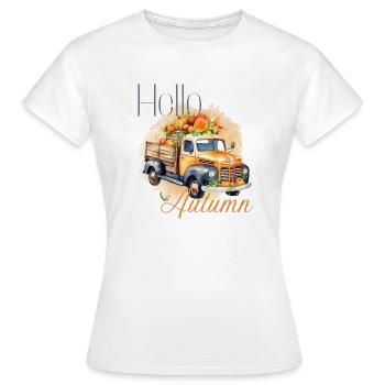 Hello Autumn | Herbstliches Motiv | Truck - Frauen T-Shirt - Weiß - Vorne - AI Model Female 172 dark (172cm)