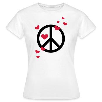 Peace Frieden Herz Liebe Freiheit Symbol Hippie - Frauen T-Shirt - Weiß - Vorne - AI Model Female 172 dark (172cm)