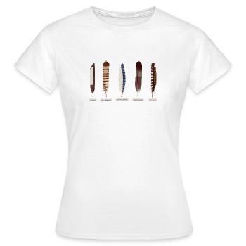 Plumes Jay Falcon Pigeon Pic Pic Vert - T-shirt Femme - blanc - Devant - AI Model Female 172 dark (172cm)