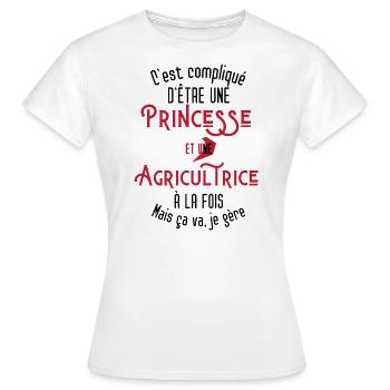 C'est compliqué d'être Une Princesse Agricultrice - T-shirt Femme - blanc - Devant - AI Model Female 172 dark (172cm)